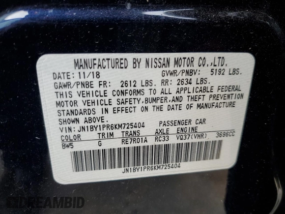 2019 Infiniti Q70 Luxe с VIN JN1BY1PR6KM725404, выставлен на аукционе Copart как лот 81692844 с пробегом 41 828 миль миль и Списание • Salvage title. История ставок и продаж доступна на DreamBid. Изображение 14.
