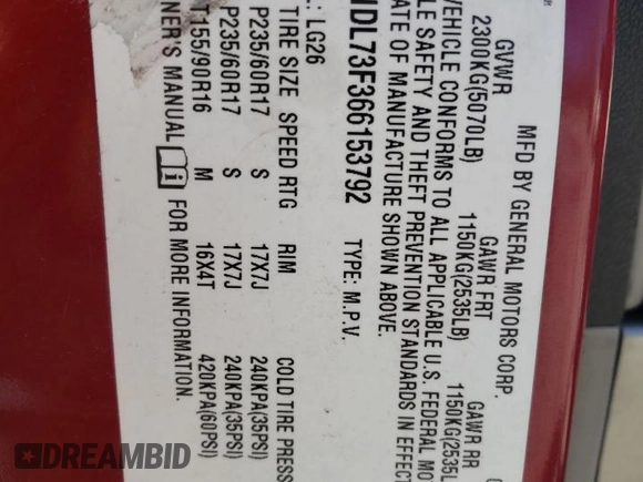 2006 Chevrolet Equinox LT z VIN 2CNDL73F366153792, wystawiony jako Copart lot #52171225 z przebiegiem 222 874 mil mil oraz Szkoda całkowita • Salvage title. Historia ofert i sprzedaży dostępna na DreamBid. Obrazek 13.