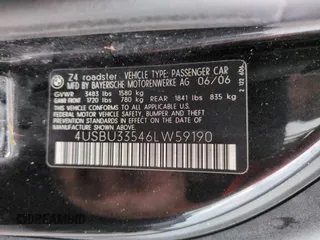 2006 BMW Z4 3.0i with VIN 4USBU33546LW59190, listed as a Copart auction lot 74779364 with 0 mi miles and Non Repairable. Bid and sale history available at carsss.com. Image 13.