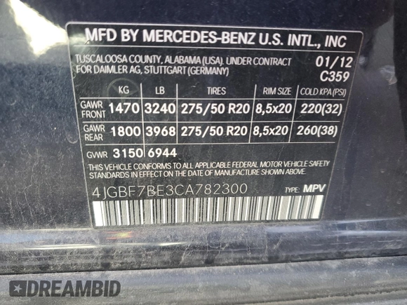2012 Mercedes-Benz GL-Class GL 450 with VIN 4JGBF7BE3CA782300, listed as a Copart auction lot 74688864 with 157,249 mi miles and Salvage Title. Bid and sale history available at carsss.com. Image 12.