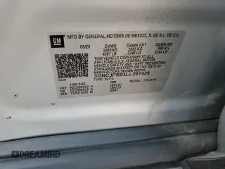2020 Chevrolet Trax LT with VIN 3GNCJPSB1LL297425, listed as a Copart auction lot 58816265 with 41,617 mi miles and Salvage title. Bid and sale history available at DreamBid. Image 13.