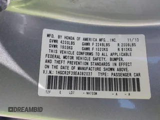 2014 Honda Accord LX with VIN 1HGCR2F39EA082037, listed as a IAAI auction lot 42095534 with 110,235 mi miles and . Bid and sale history available at carsss.com. Image 9.