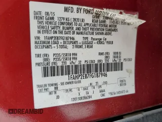 2015 Ford Taurus SEL with VIN 1FAHP2E87FG187946, listed as a Copart auction lot 53481575 with 119,746 mi miles and Salvage Title. Bid and sale history available at carsss.com. Image 13.