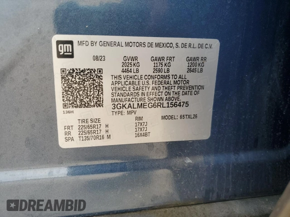 2024 GMC Terrain SLE z VIN 3GKALMEG6RL156475, wystawiony jako Copart lot #54344015 z przebiegiem 43 535 mil mil oraz Szkoda całkowita • Salvage title. Historia ofert i sprzedaży dostępna na DreamBid. Obrazek 13.