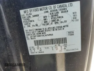 2004 Ford F-150 XL with VIN 2FTRF18W14CA74904, listed as a Copart auction lot 50361935 with 163,684 mi miles and Salvage title. Bid and sale history available at DreamBid. Image 14.