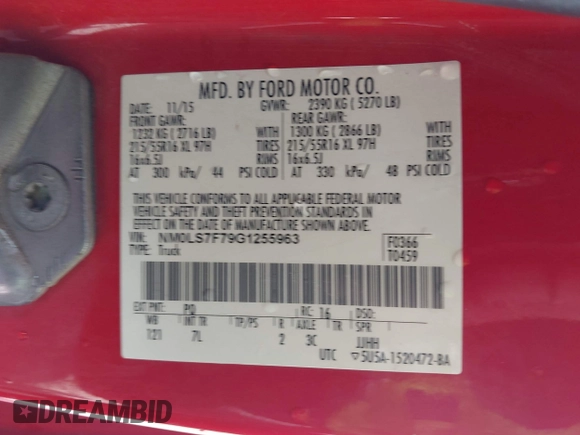 2016 Ford Transit Connect XLT with VIN NM0LS7F79G1255963, listed as a IAAI auction lot 42548038 with 195,339 mi miles and . Bid and sale history available at DreamBid. Image 9.