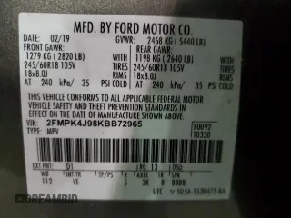 2019 Ford Edge SEL with VIN 2FMPK4J98KBB72965, listed as a Copart auction lot 45519775 with 69,254 mi miles and Salvage Title. Bid and sale history available at carsss.com. Image 13.