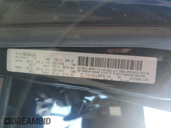 2018 Jeep Wrangler Sahara with VIN 1C4AJWBG5JL860734, listed as a Copart auction lot 57336175 with 115,080 mi miles and Clean title. Bid and sale history available at DreamBid. Image 12.