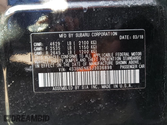 2018 Subaru Legacy Limited with VIN 4S3BNEN65J3036898, listed as a Copart auction lot 50165535 with 96,864 mi miles and Salvage Title. Bid and sale history available at carsss.com. Image 12.