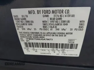 2018 Ford Explorer XLT z VIN 1FM5K7D88JGA79673, wystawiony jako IAAI lot #42638376 z przebiegiem 68 710 mil mil oraz . Historia ofert i sprzedaży dostępna na DreamBid. Obrazek 9.