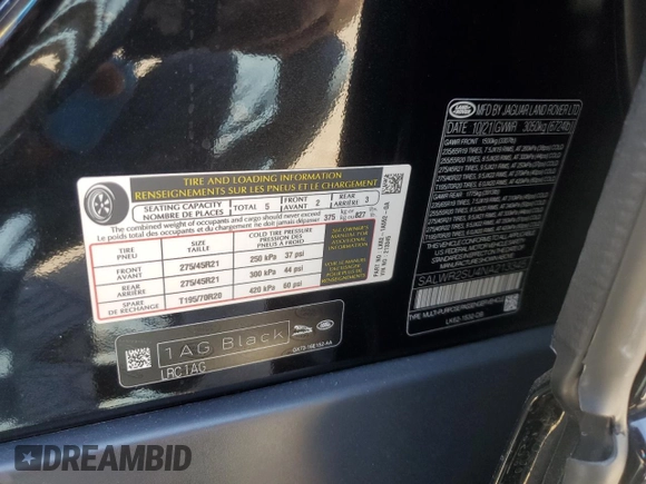 2022 Land Rover Range Rover Sport HSE Silver Edition with VIN SALWR2SU4NA213345, listed as a Copart auction lot 58517785 with 21,024 mi miles and Salvage title. Bid and sale history available at DreamBid. Image 13.