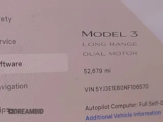 2022 Tesla Model 3 Long Range with VIN 5YJ3E1EB0NF106570, listed as a IAAI auction lot 41832622 with 52,679 mi miles and . Bid and sale history available at DreamBid. Image 7.