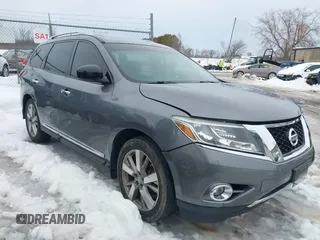 2015 Nissan Pathfinder Platinum z VIN 5N1AR2MM3FC710127, wystawiony jako IAAI lot #41617867 z przebiegiem 112 020 mil mil oraz . Historia ofert i sprzedaży dostępna na DreamBid. Obrazek 1.