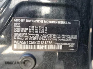2016 BMW 5 Series 535i with VIN WBA5B1C59GG131276, listed as a Copart auction lot 43403355 with 146,267 mi miles and Clean Title. Bid and sale history available at DreamBid. Image 12.