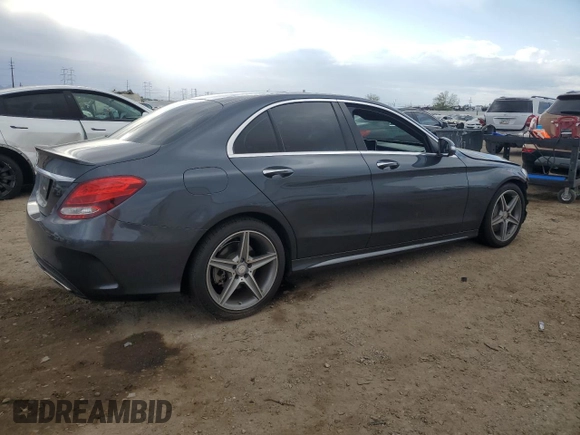 2015 Mercedes-Benz C 300 with VIN 55SWF4JB8FU086246, listed as a Copart auction lot 55706575 with Not Provided miles and Salvage Title. Bid and sale history available at DreamBid. Image 3.