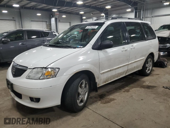 2002 Mazda MPV LX with VIN JM3LW28J320332691, listed as a Copart auction lot 45354325 with 152,780 mi miles and Salvage Title. Bid and sale history available at carsss.com. Image 1.