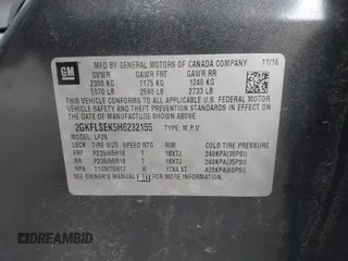 2017 GMC Terrain SLE with VIN 2GKFLSEK5H6232155, listed as a IAAI auction lot 42181687 with 202,263 mi miles and . Bid and sale history available at DreamBid. Image 9.