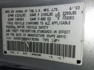 2003 Honda CR-V LX with VIN SHSRD78583U136394, listed as a IAAI auction lot 41701109 with 167,435 mi miles. Bid and sale history available at carsss.com. Image 9.