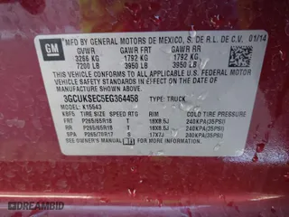 2014 Chevrolet Silverado 1500 LTZ with VIN 3GCUKSEC5EG364458, listed as a IAAI auction lot 41857739 with 85,042 mi miles. Bid and sale history available at carsss.com. Image 9.