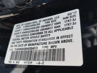 2017 Honda CR-V LX with VIN 7FARW5H30HE004035, listed as a IAAI auction lot 41836393 with 212,574 mi miles. Bid and sale history available at carsss.com. Image 9.