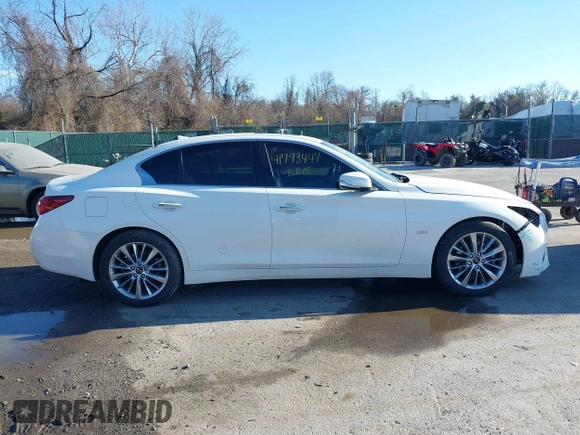 2020 Infiniti Q50 Pure with VIN JN1EV7AP6LM207147, listed as a IAAI auction lot 41793447 with 78,580 mi miles and . Bid and sale history available at carsss.com. Image 14.