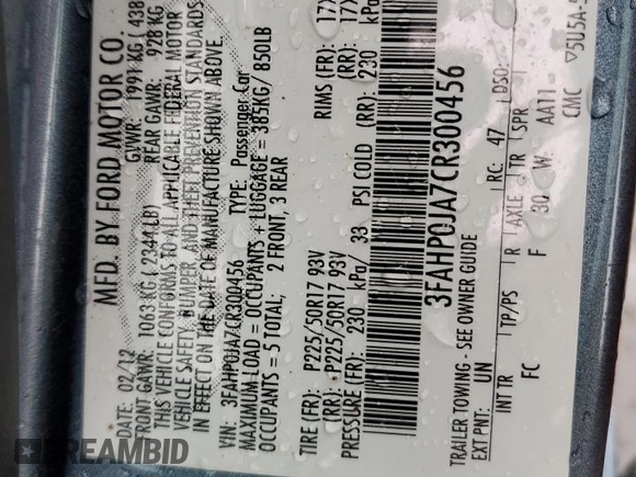 2012 Ford Fusion SEL z VIN 3FAHP0JA7CR300456, wystawiony jako Copart lot #44750125 z przebiegiem 144 788 mil mil oraz Szkoda całkowita • Salvage title. Historia ofert i sprzedaży dostępna na DreamBid. Obrazek 14.