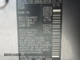 2017 Nissan Rogue SV with VIN KNMAT2MT0HP530855, listed as a Copart auction lot 54010415 with 87,443 mi miles and Salvage Title. Bid and sale history available at carsss.com. Image 14.