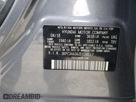 2018 Hyundai Accent Limited with VIN 3KPC34A36JE034117, listed as a Copart auction lot 79517803 with 118,075 mi miles and Salvage Title. Bid and sale history available at carsss.com. Image 14.