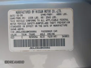 2008 Infiniti EX Journey with VIN JNKAJ09E48M306864, listed as a IAAI auction lot 41469613 with 121,767 mi miles and . Bid and sale history available at carsss.com. Image 9.