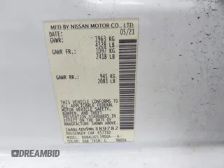 2021 Nissan Altima 2.5 SV with VIN 1N4BL4DV9MN389782, listed as a IAAI auction lot 41512945 with 75,082 mi miles. Bid and sale history available at carsss.com. Image 9.