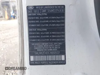 2012 Land Rover LR4 Lux with VIN SALAK2D43CA650522, listed as a IAAI auction lot 41221271 with Not Provided miles and . Bid and sale history available at DreamBid. Image 9.