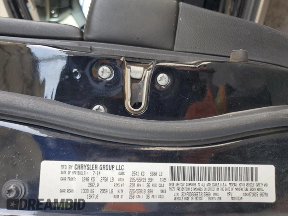 2014 Dodge Journey Crossroad with VIN 3C4PDDGG6ET315960, listed as a Copart auction lot 53576175 with 179,959 mi miles and Salvage title. Bid and sale history available at DreamBid. Image 13.