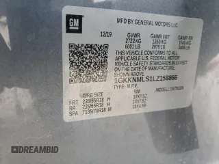 2020 GMC Acadia SLT z VIN 1GKKNMLS1LZ158866, wystawiony jako Copart lot #54970615 z przebiegiem 84 462 mil mil oraz Szkoda całkowita • Salvage title. Historia ofert i sprzedaży dostępna na DreamBid. Obrazek 13.