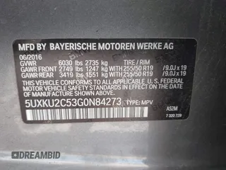 2016 BMW X6 xDrive35i with VIN 5UXKU2C53G0N84273, listed as a IAAI auction lot 42104112 with 61,183 mi miles and . Bid and sale history available at DreamBid. Image 9.