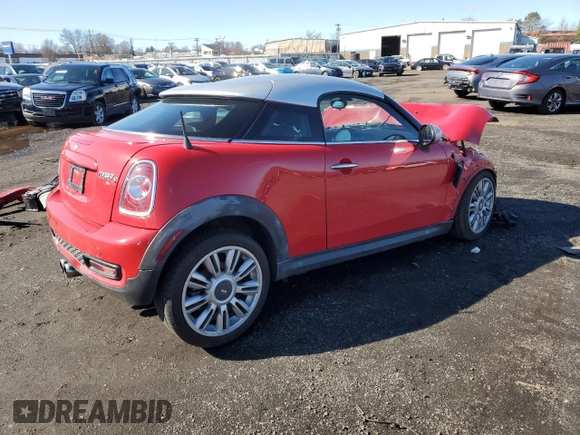 2012 MINI Coupe S z VIN WMWSX3C54CT154692, wystawiony jako Copart lot #45290325 z przebiegiem Nie podano mil oraz Szkoda całkowita • Salvage title. Historia ofert i sprzedaży dostępna na DreamBid. Obrazek 3.