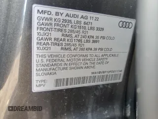 2023 Audi Q8 Premium Plus with VIN WA1BVBF12PD011746, listed as a Copart auction lot 51333805 with 13,575 mi miles and Salvage title. Bid and sale history available at DreamBid. Image 13.