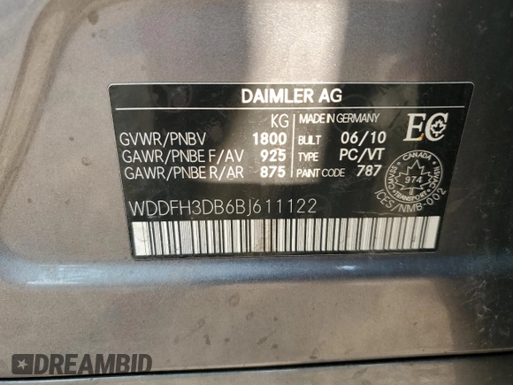 2011 Mercedes-Benz B 200 with VIN WDDFH3DB6BJ611122, listed as a Copart auction lot 71088764 with Not Provided miles and Salvage Title. Bid and sale history available at DreamBid. Image 13.