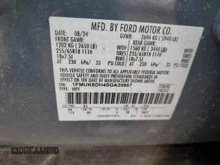 2025 Ford Explorer Active with VIN 1FMUK8DH4SGA39867, listed as a Copart auction lot 46553285 with 5,876 mi miles and Salvage Title. Bid and sale history available at carsss.com. Image 13.