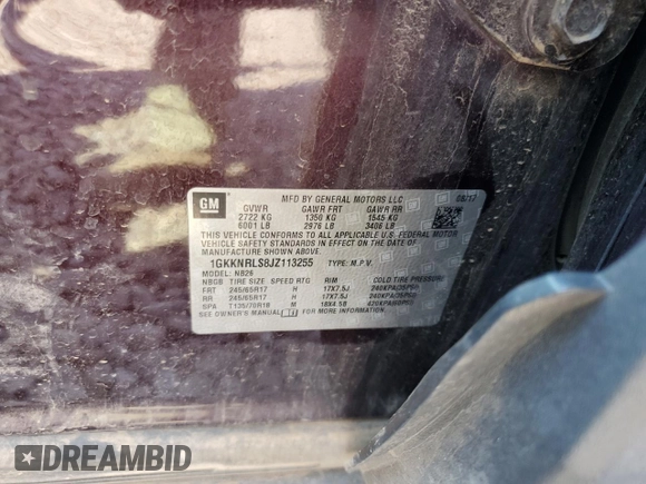 2018 GMC Acadia SLE with VIN 1GKKNRLS8JZ113255, listed as a Copart auction lot 70614924 with 99,065 mi miles and Salvage title. Bid and sale history available at DreamBid. Image 12.