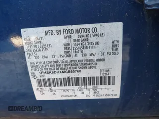 2021 Ford Explorer XLT z VIN 1FMSK8DHXMGB65760, wystawiony jako IAAI lot #42246046 z przebiegiem 48 259 mil mil oraz . Historia ofert i sprzedaży dostępna na DreamBid. Obrazek 9.