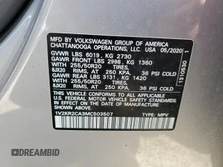 2021 Volkswagen Atlas 3.6L V6 SE w/Technology with VIN 1V2KR2CA3MC503507, listed as a Copart auction lot 48479045 with 121,870 mi miles and Non Repairable. Bid and sale history available at carsss.com. Image 13.
