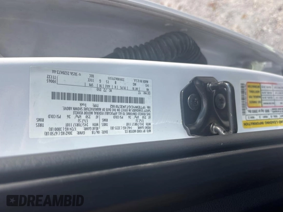 2018 Ford F-150 XL with VIN 1FTEW1CG7JKE78182, listed as a Copart auction lot 53730155 with 108,863 mi miles and Clean Title. Bid and sale history available at carsss.com. Image 10.