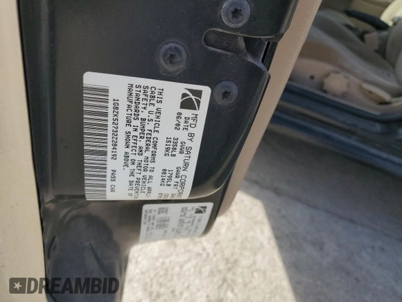 2002 Saturn SL with VIN 1G8ZK52732Z284192, listed as a Copart auction lot 48165585 with 110,932 mi miles and Salvage title. Bid and sale history available at DreamBid. Image 14.