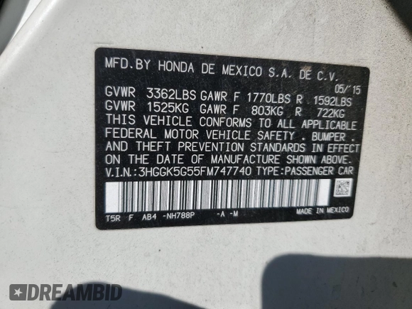 2015 Honda Fit LX with VIN 3HGGK5G55FM747740, listed as a Copart auction lot 61692725 with 61,923 mi miles and Salvage title. Bid and sale history available at DreamBid. Image 12.