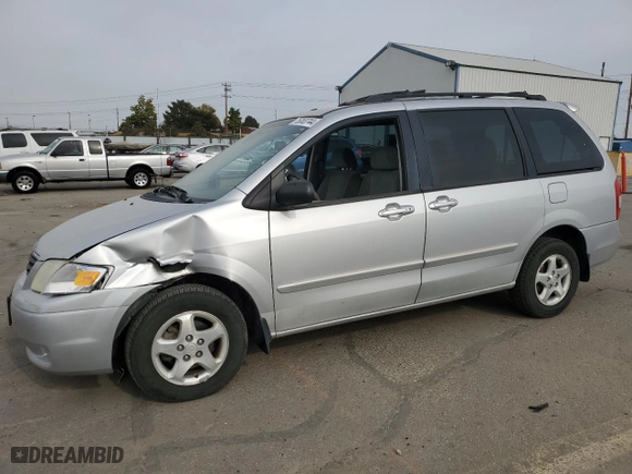2001 Mazda MPV DX with VIN JM3LW28Y810203101, listed as a Copart auction lot 75053744 with 185,058 mi miles and Salvage Title. Bid and sale history available at carsss.com. Image 1.