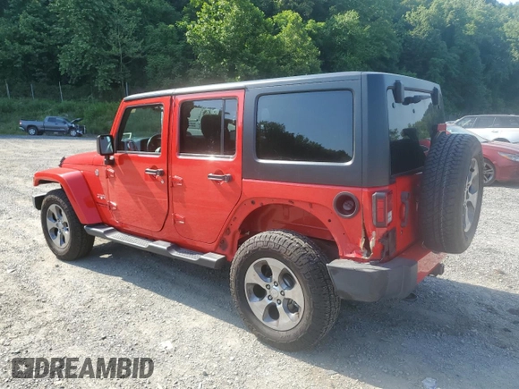 2017 Jeep Wrangler Unlimited Sahara with VIN 1C4HJWEG3HL610297, listed as a Copart auction lot 62060865 with 43,274 mi miles and Salvage title. Bid and sale history available at DreamBid. Image 2.