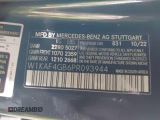 2023 Mercedes-Benz C 300 with VIN W1KAF4GB6PR093944, listed as a IAAI auction lot 41799118 with 23,296 mi miles and . Bid and sale history available at DreamBid. Image 9.