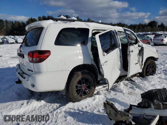 2021 Toyota Sequoia TRD Pro with VIN 5TDEY5B16MS183683, listed as a Copart auction lot 41399935 with 0 mi miles and Salvage Title. Bid and sale history available at carsss.com. Image 3.
