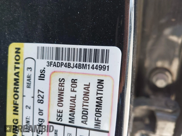 2011 Ford Fiesta SE with VIN 3FADP4BJ4BM144991, listed as a IAAI auction lot 42202406 with 67,448 mi miles and . Bid and sale history available at carsss.com. Image 9.