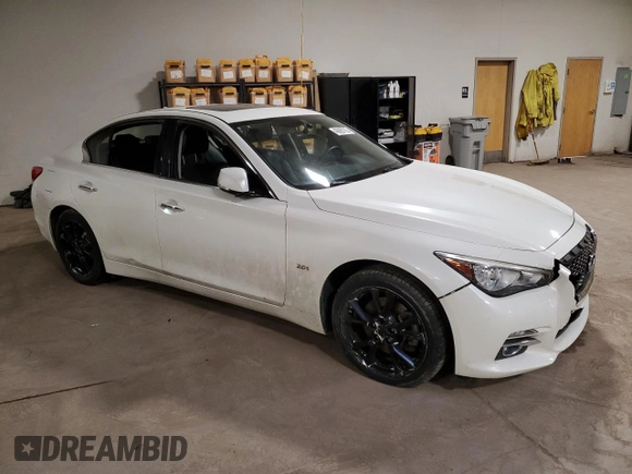 2017 Infiniti Q50 Premium with VIN JN1CV7AR2HM681323, listed as a Copart auction lot 45665735 with 107,082 mi miles and Salvage Title. Bid and sale history available at carsss.com. Image 4.
